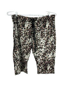 Sofia Vergara Womens 3X Drawstring Capri Pants Cameo Pink Animal Print